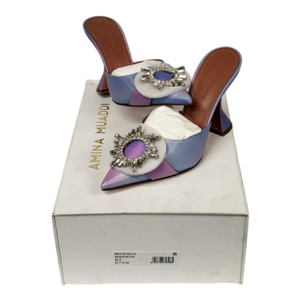NEW Amina Muaddi Begum Embellished Mules (Shadow Fairytale) Size EU: 35.5/US 5.5